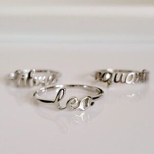 Sterling Silver Zodiac Rings, Zodiac Scrip Letter Ring, Birth Month Ring,